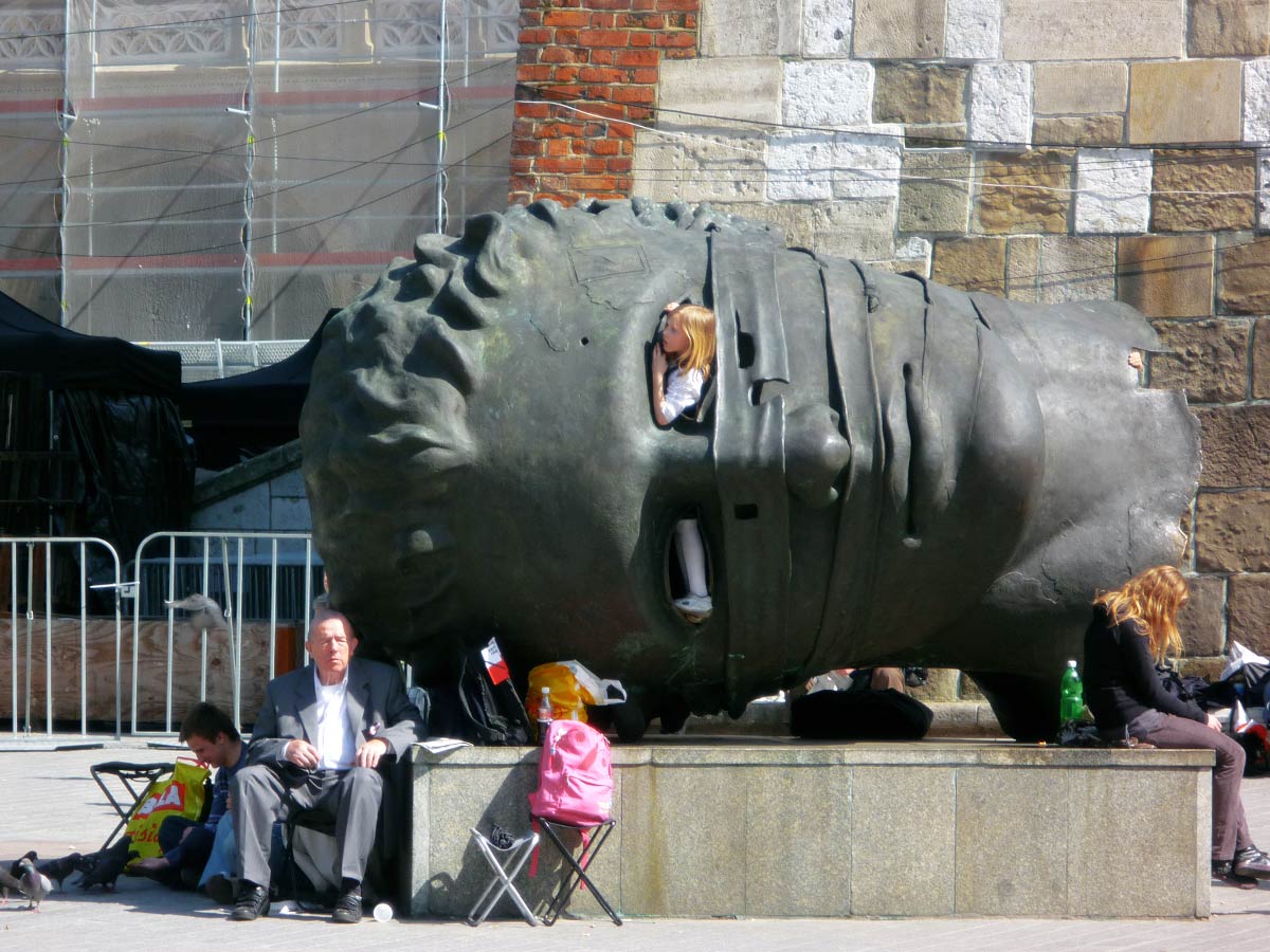 the head sculpture eros bendato in krakow poland the food quest