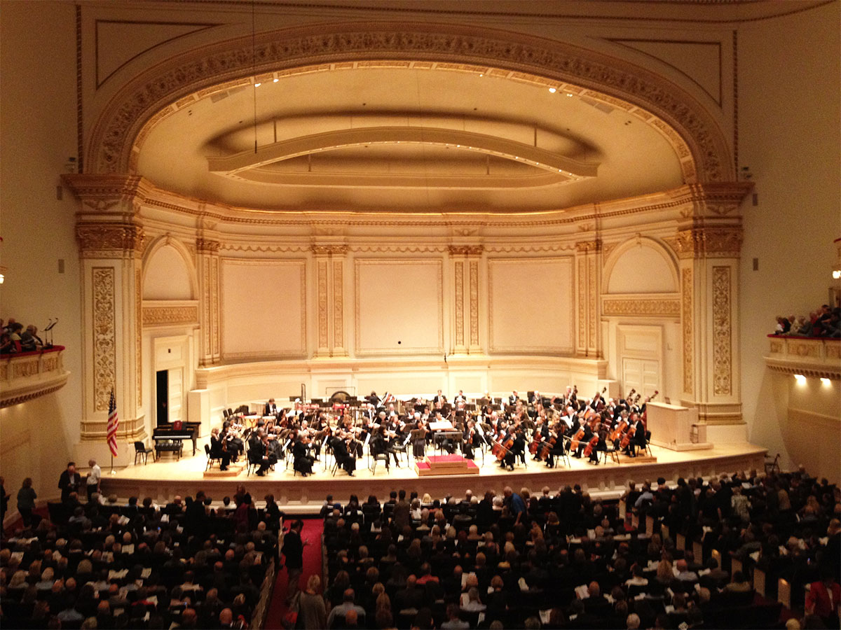 center balcony seating at Carnegie Hall in NYC